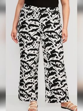 Old Navy Plus Wide-Leg Printed Pants - Black/White 4X